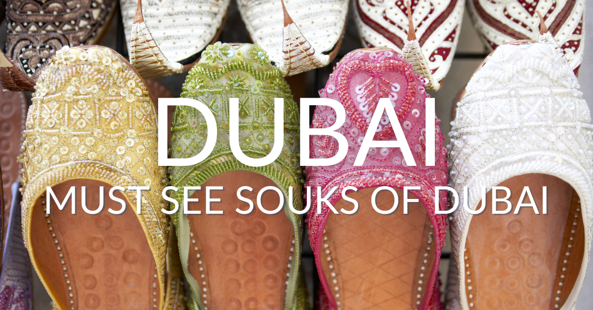 colorful slippers at a souk in Dubai