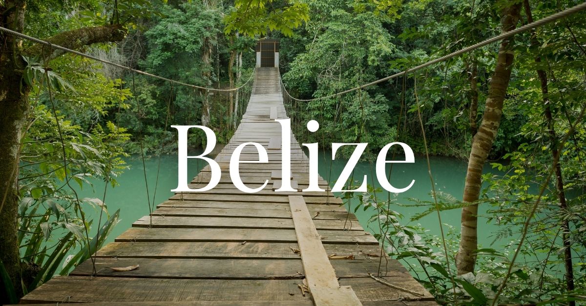wooden bridge over river in jungles of Belize
