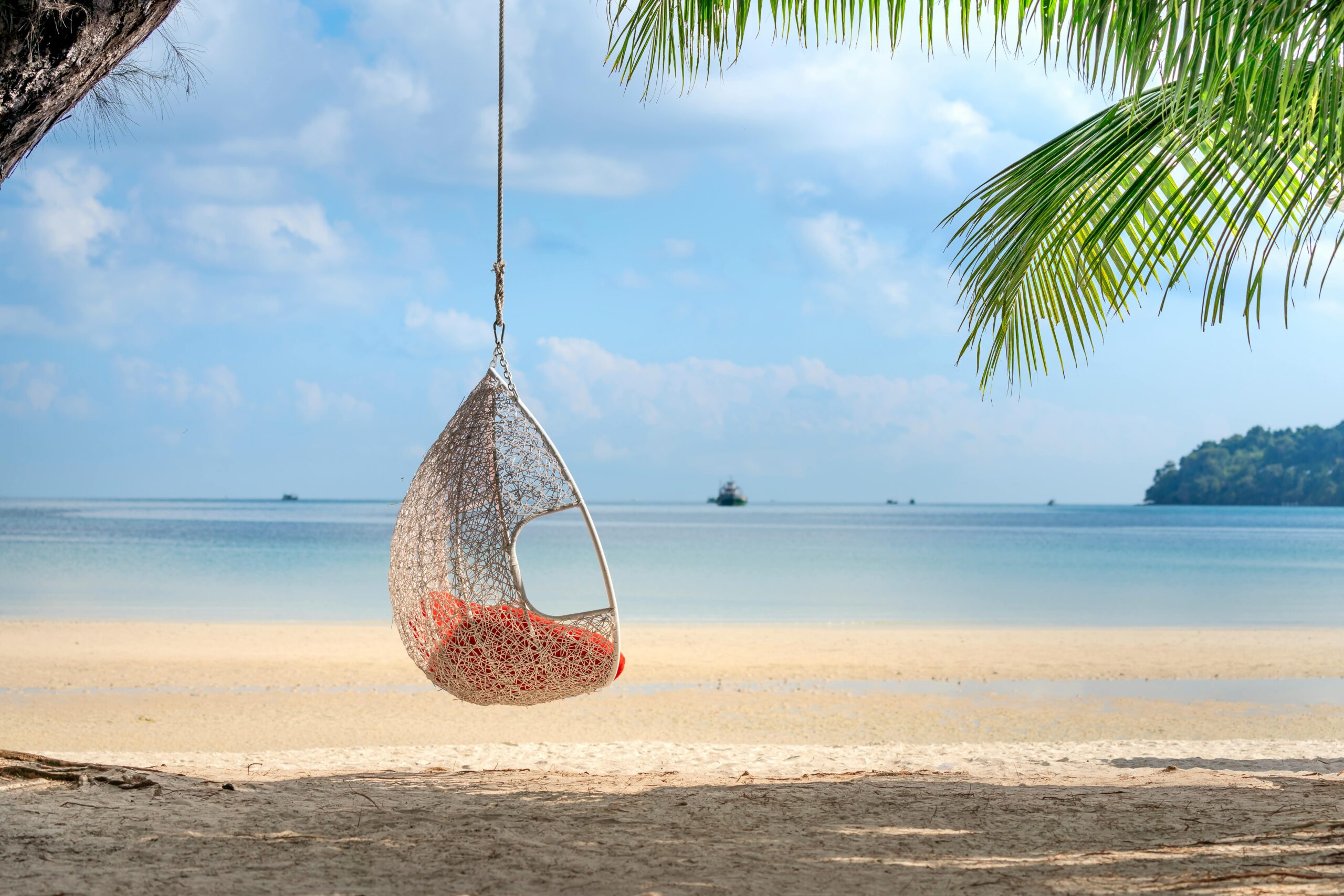 hammock chair on tropical beach